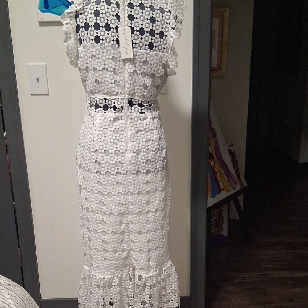 Petal & Pup Ivory Floral Lace Midi Dress - Picture 5 of 6